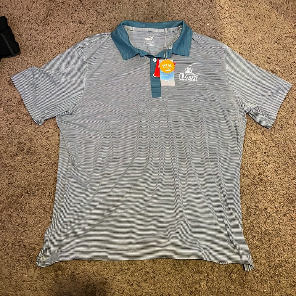 Blue striped puma golf shirt